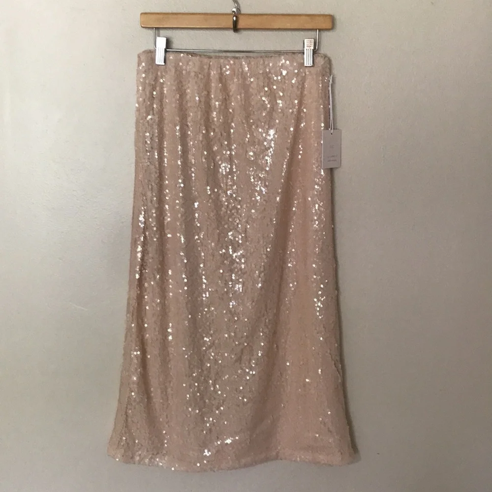 NEW LC Lauren Conrad Sequin Midi Slip Skirt‎